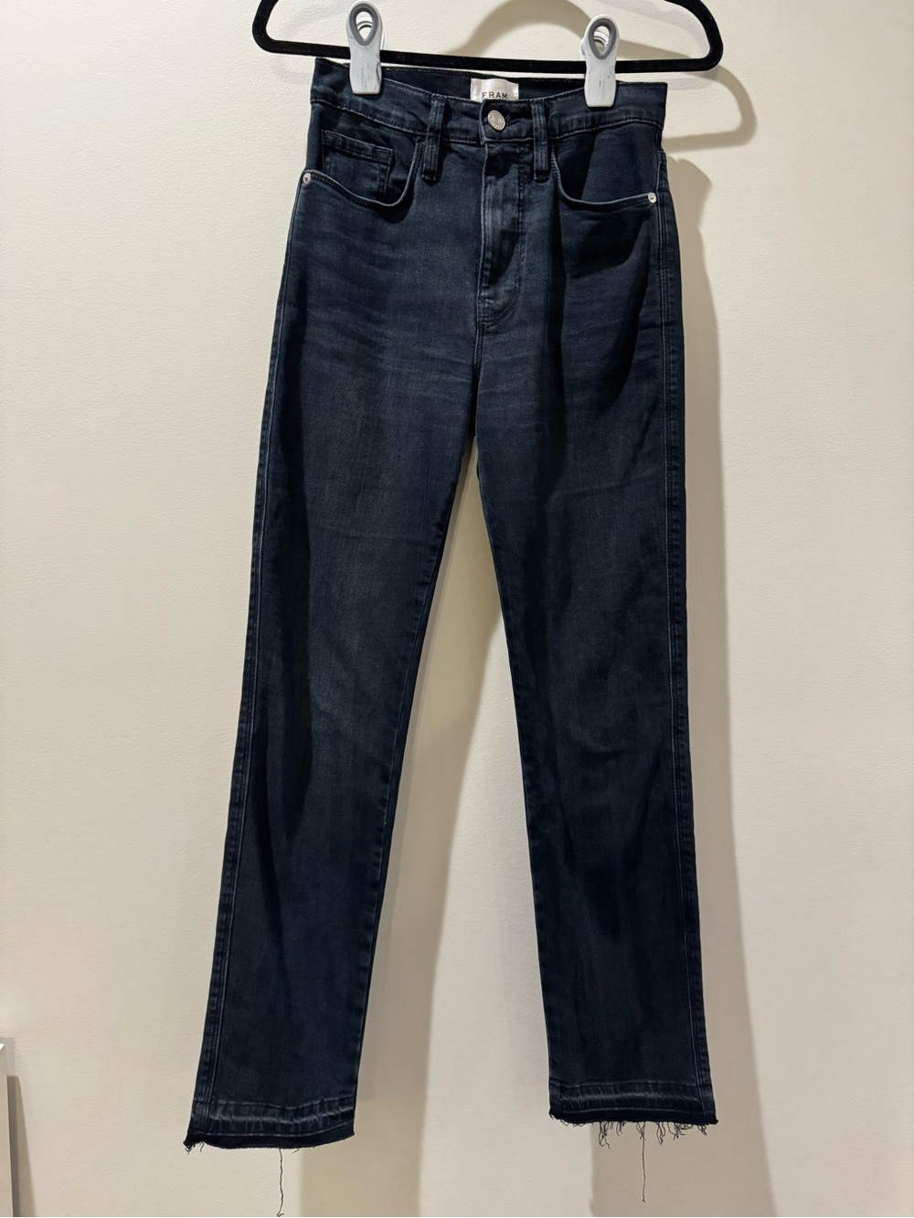 FRAME Le Sylvie Slender Straight Jeans Plymouth Black Wash Women's Size 26